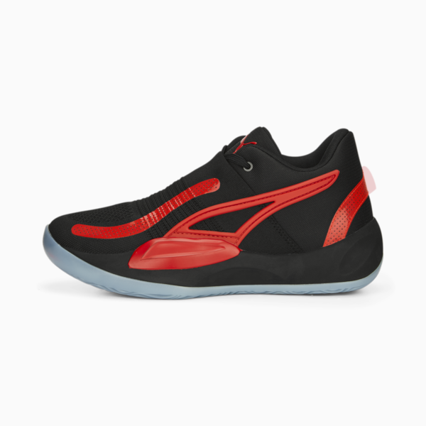 Rise NITRO Basketball Shoes, PUMA Black-For All Time Red, large-ZAF