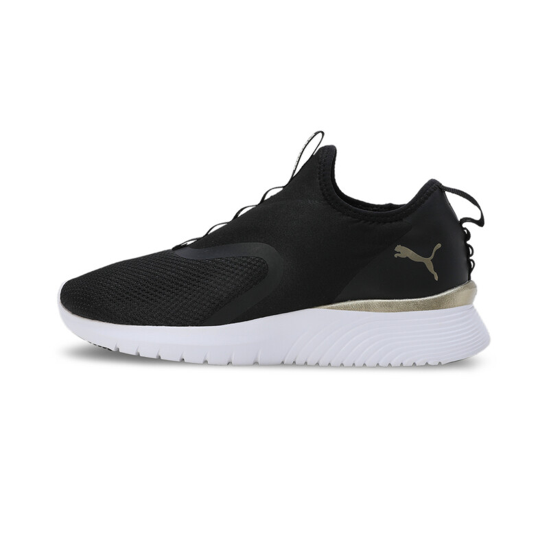 Women s PUMA Remedie Slip On Running Shoes in White Black Gold