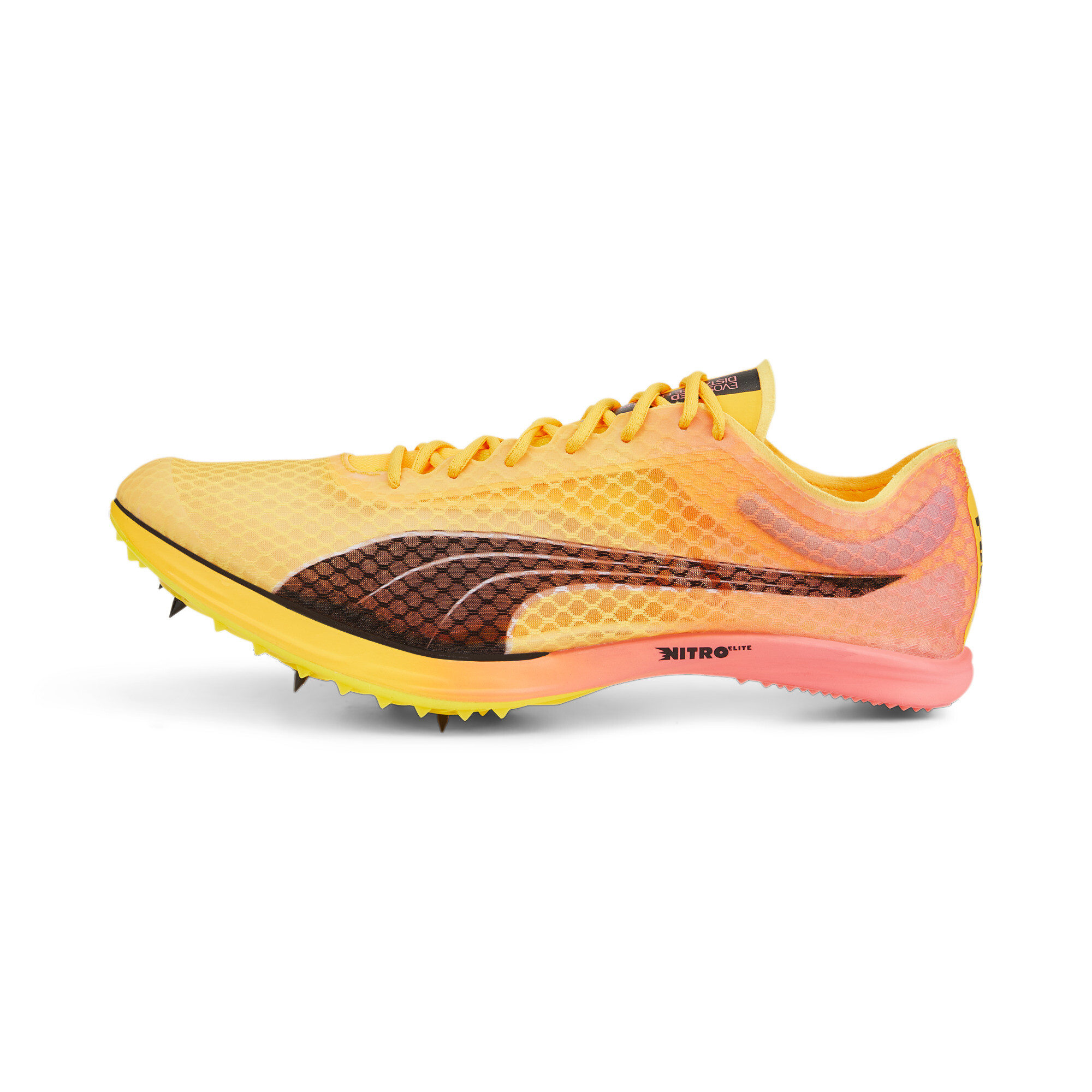 Puma evoSPEED Distance Nitro Elite Leichtathletik-Spikes | Mit Color Gradient | Sun Stream/Sunset Glow/Black | Größe: 38