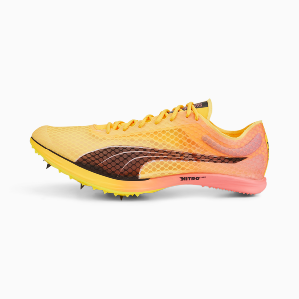 evoSPEED Distance Nitro Elite Track and Field Spikes, Sun Stream-Sunset Glow-Puma Black, large-ZAF