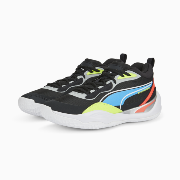 Playmaker Pro Basketball Shoes, Jet Black-Lime Squeeze, large-ZAF
