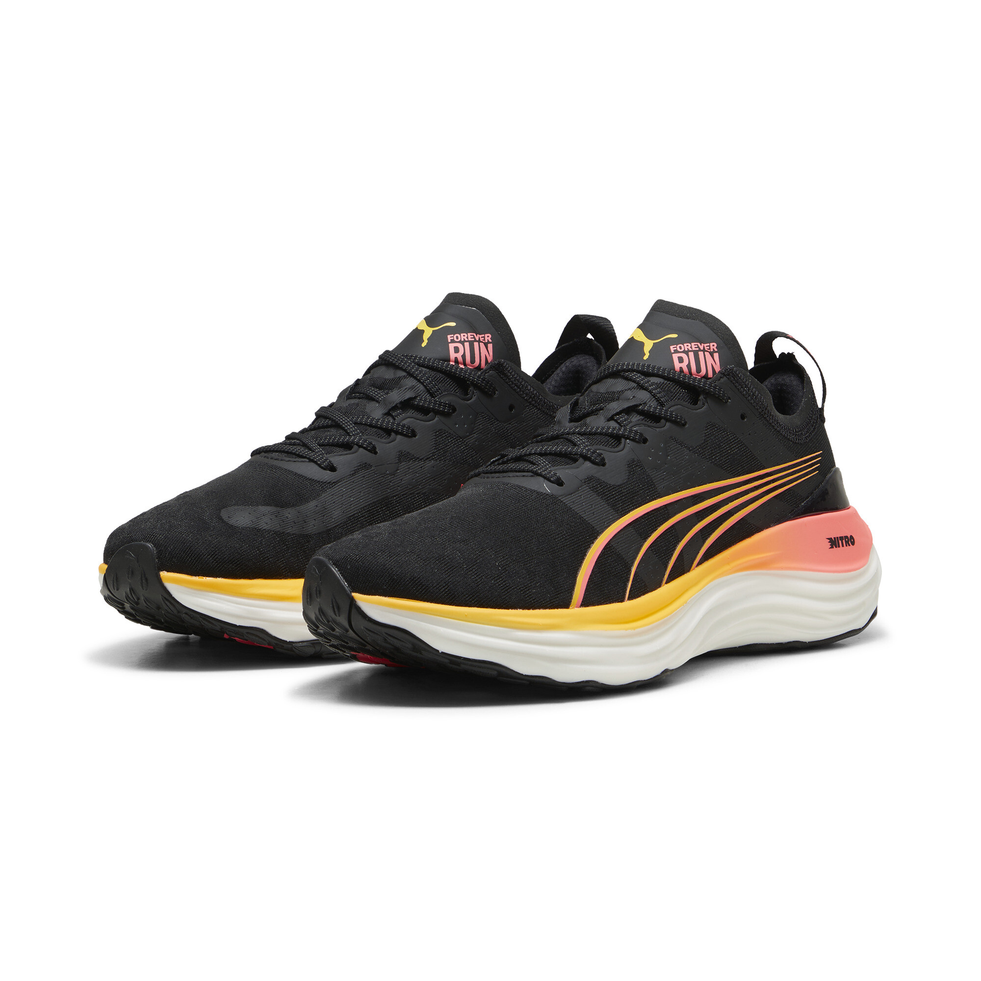 Men's PUMA ForeverRun NITRO™ Running Shoes In Black, Size EU 43