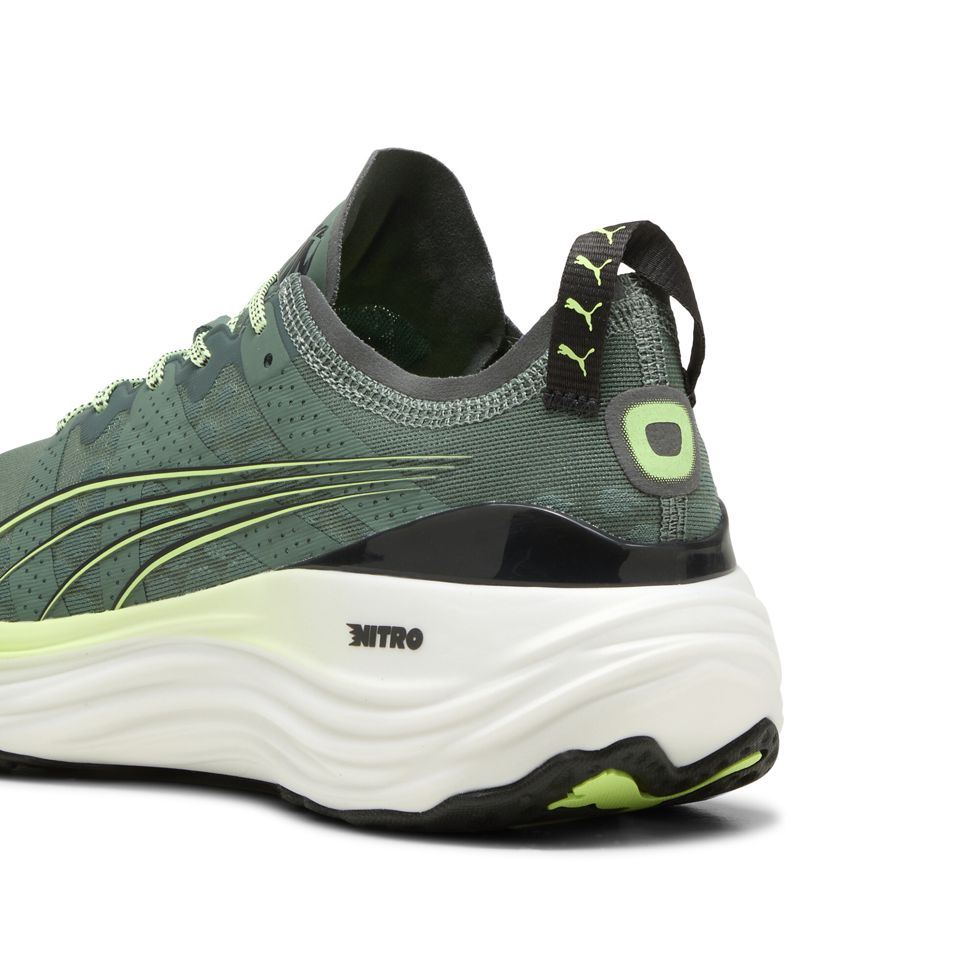 Men's PUMA ForeverRun NITRO™ Running Shoes In Green, Size EU 42.5