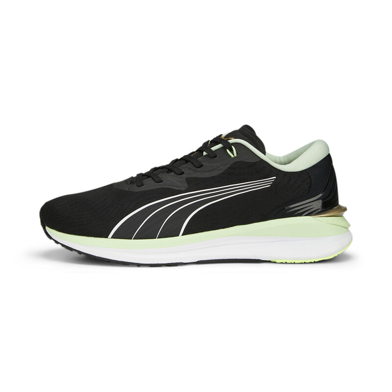 Men's PUMA Electrify NITRO 2 Run 75 Running Shoes in Black/Green/Gold size UK 8