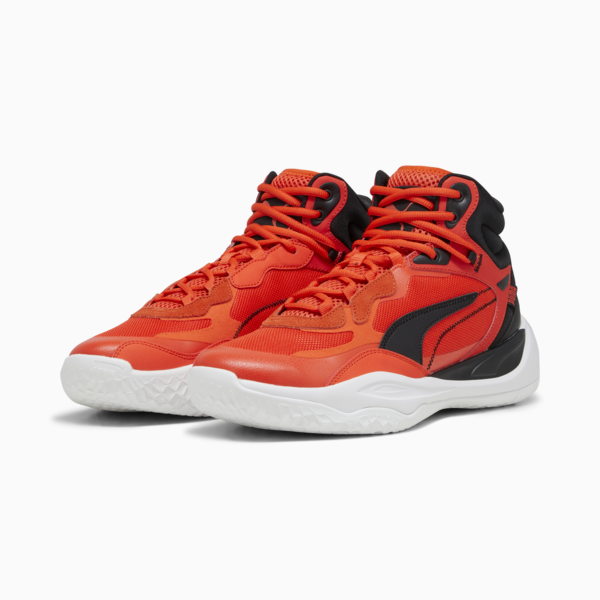 Zapatillas de basketball Playmaker Pro Mid, Red Blast-Fiery Red-PUMA Black, large-ARG