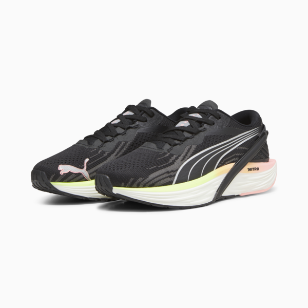 Run XX NITRO 2 Women's Running Shoes, PUMA Black-Koral Ice-Speed Green-PUMA Silver, large-ZAF