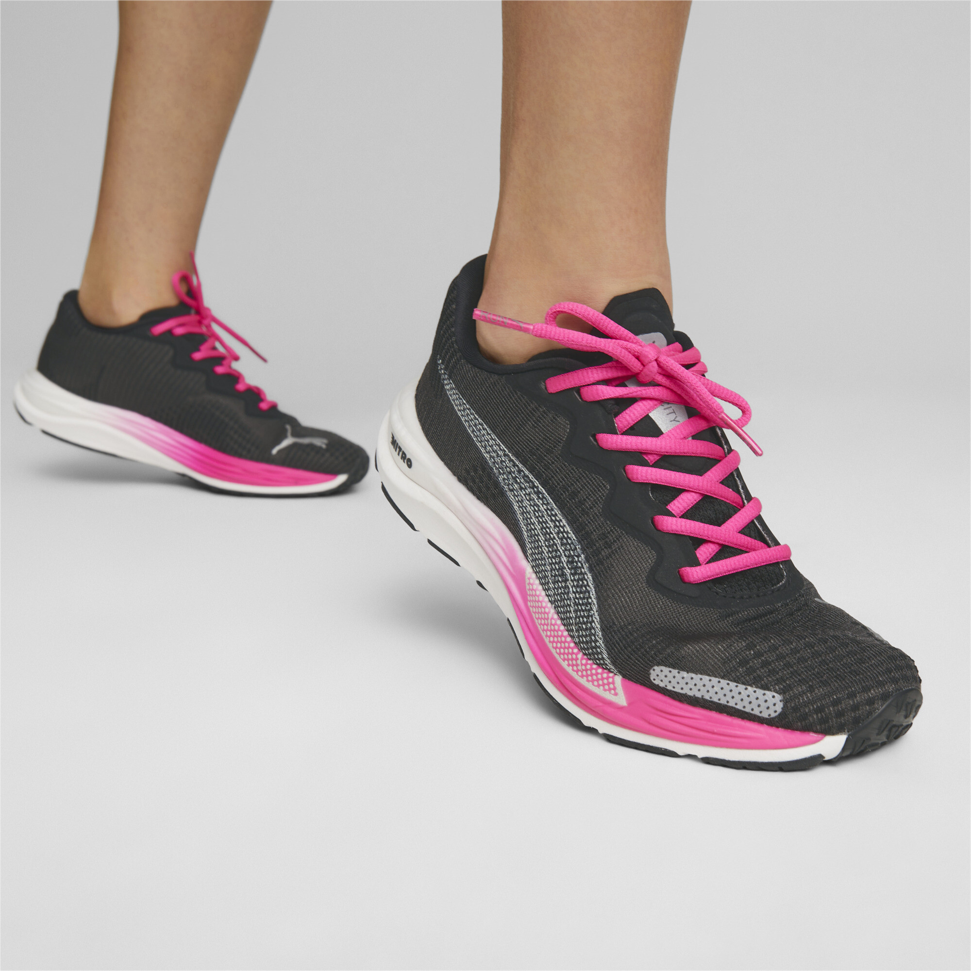 Women's PUMA Velocity NITRO 2 Fade Running Shoes Women In Black, Size EU 39