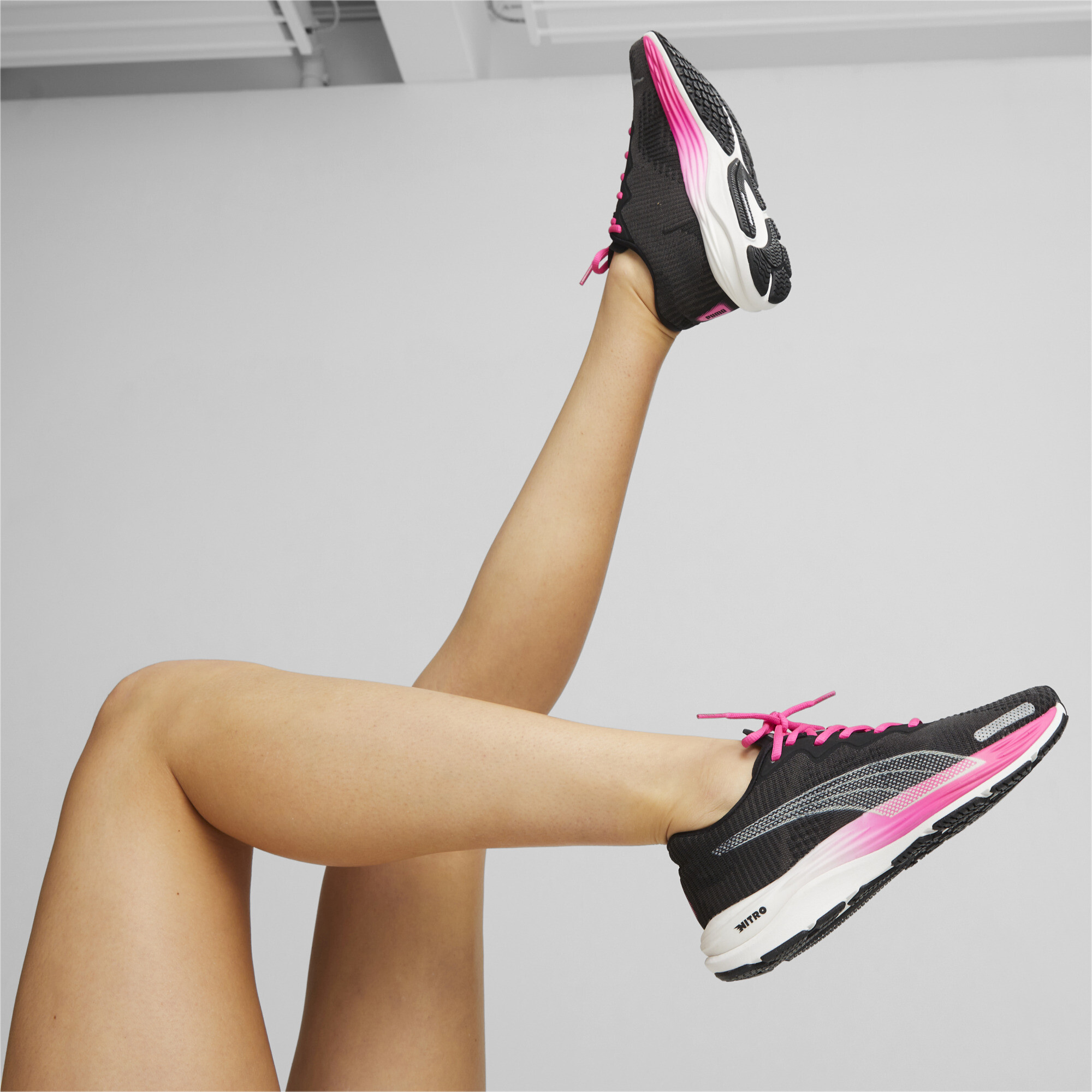 Women's PUMA Velocity NITRO 2 Fade Running Shoes Women In Black, Size EU 39