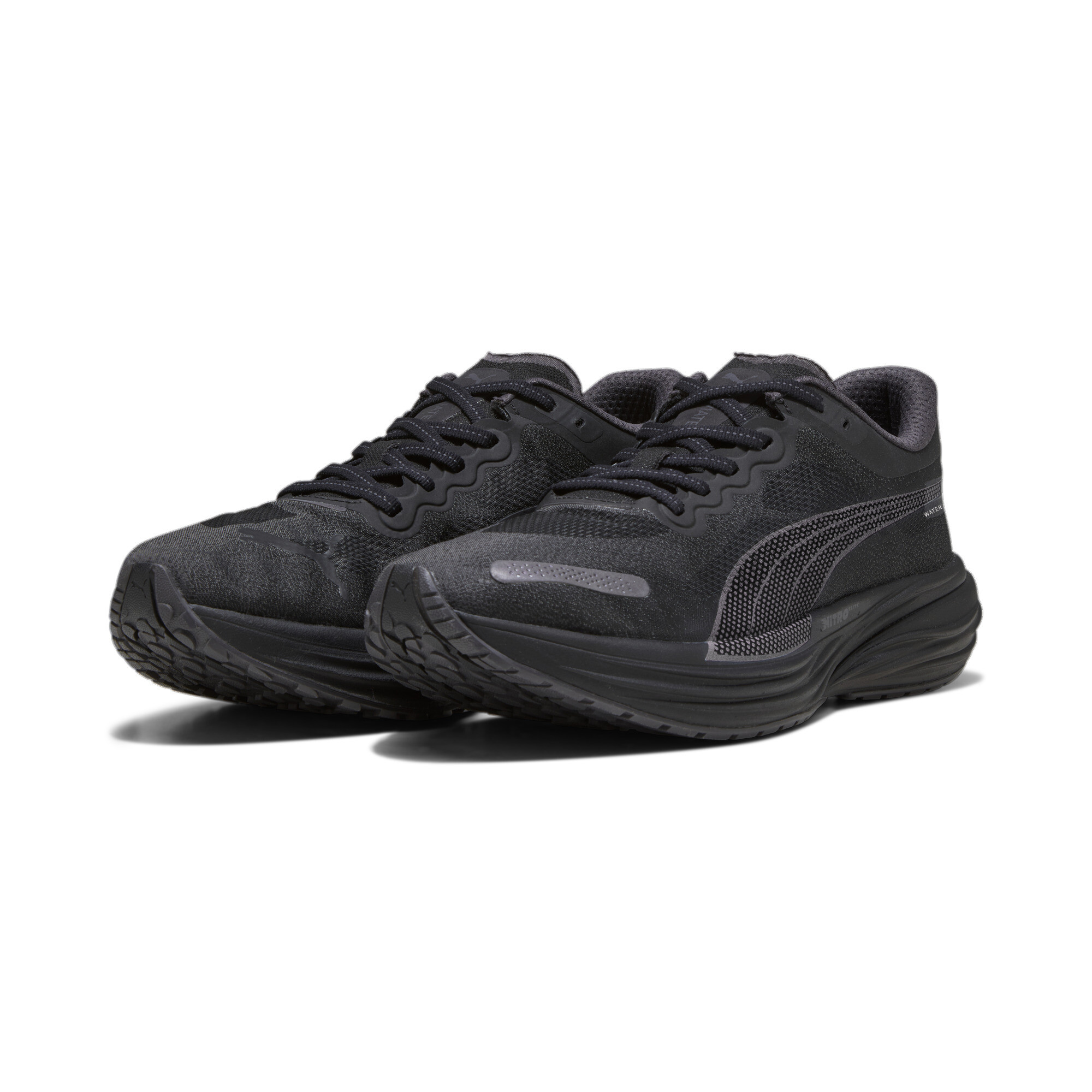 Men's PUMA Deviate NITRO 2 WTRepel Running Shoes In Black, Size EU 42