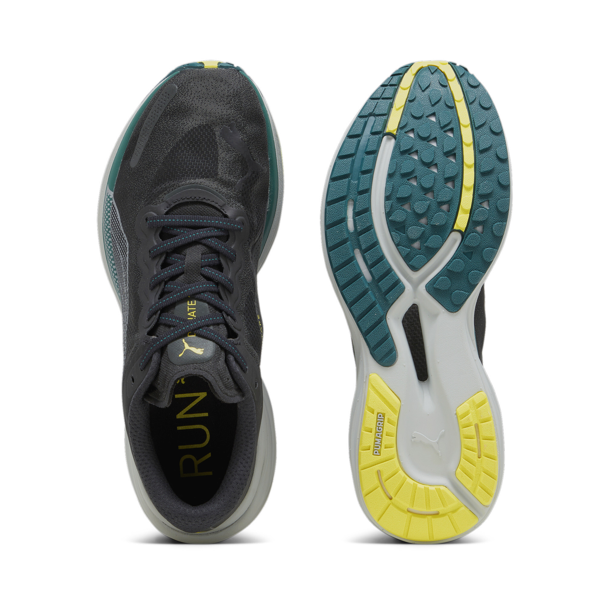 Men's PUMA Deviate NITRO 2 WTRepel Running Shoes In Black, Size EU 40.5