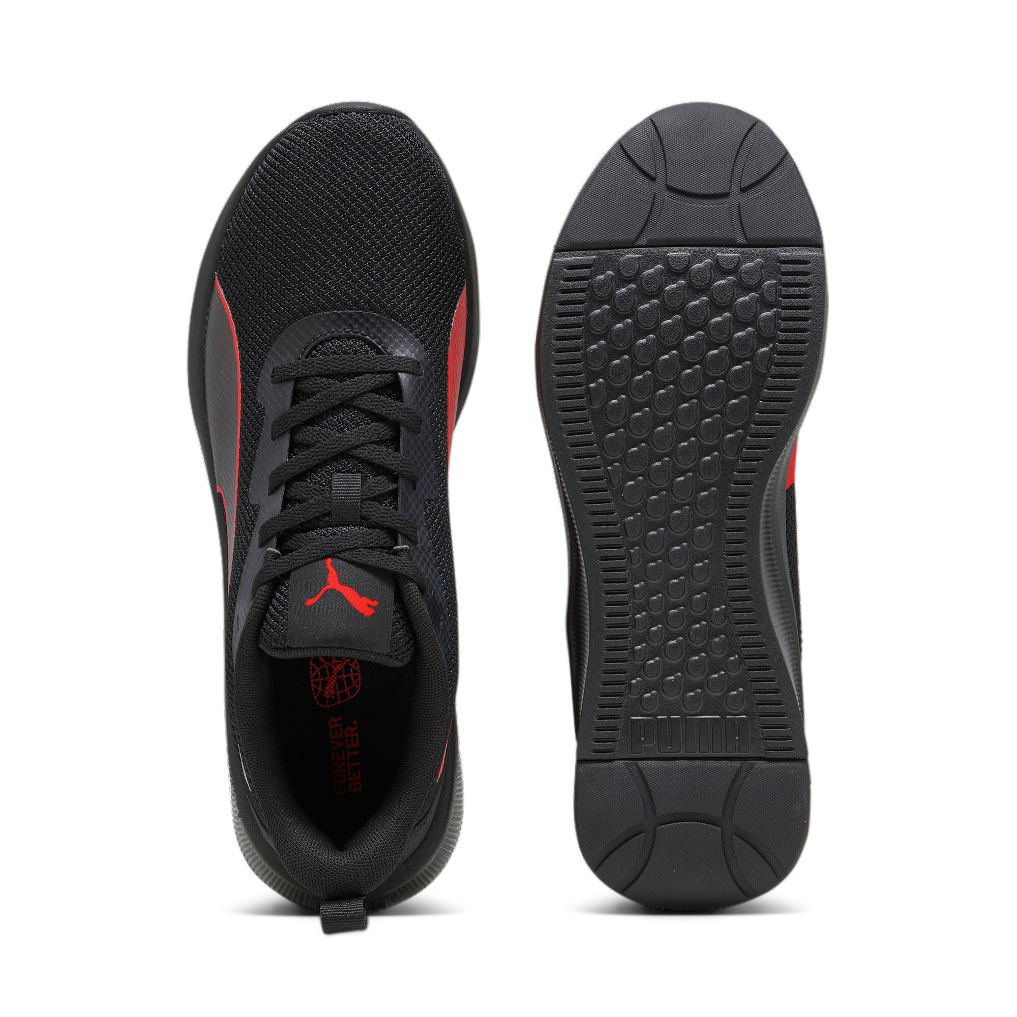 Men's PUMA Flyer Lite Mesh Running Shoes In Black, Size EU 43
