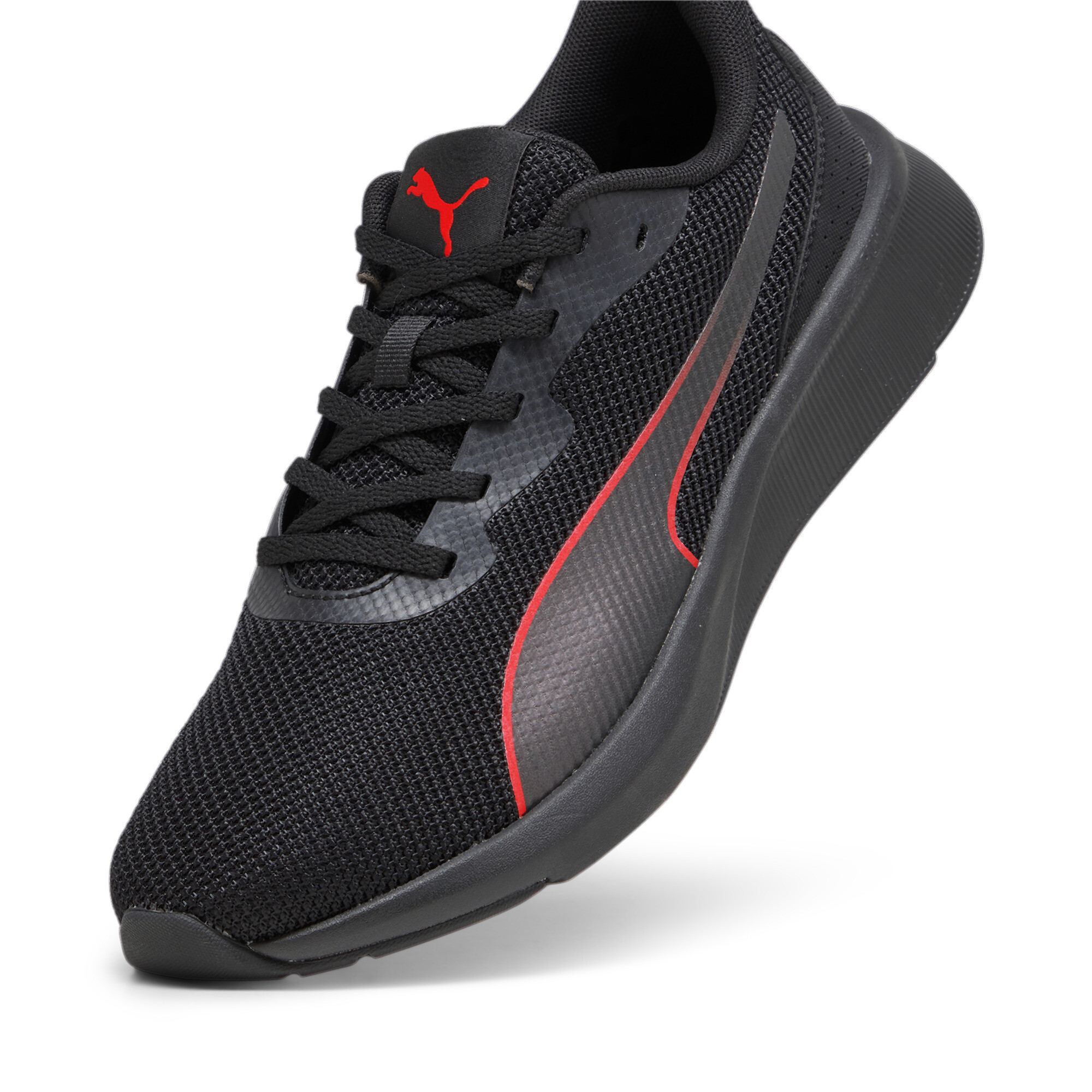 Men's PUMA Flyer Lite Mesh Running Shoes In Black, Size EU 41