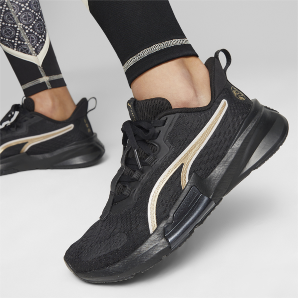PWRFrame TR 2 Logo Love Women's Training Shoes, PUMA Black-Metallic Gold, large-ZAF