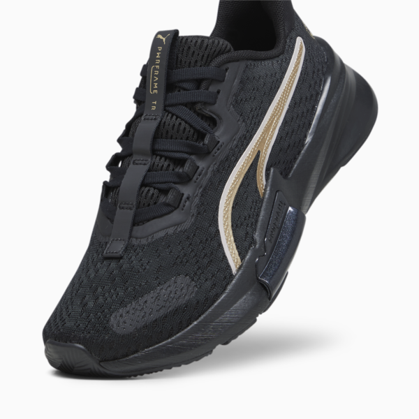 PWRFrame TR 2 Logo Love Women's Training Shoes, PUMA Black-Metallic Gold, large-ZAF