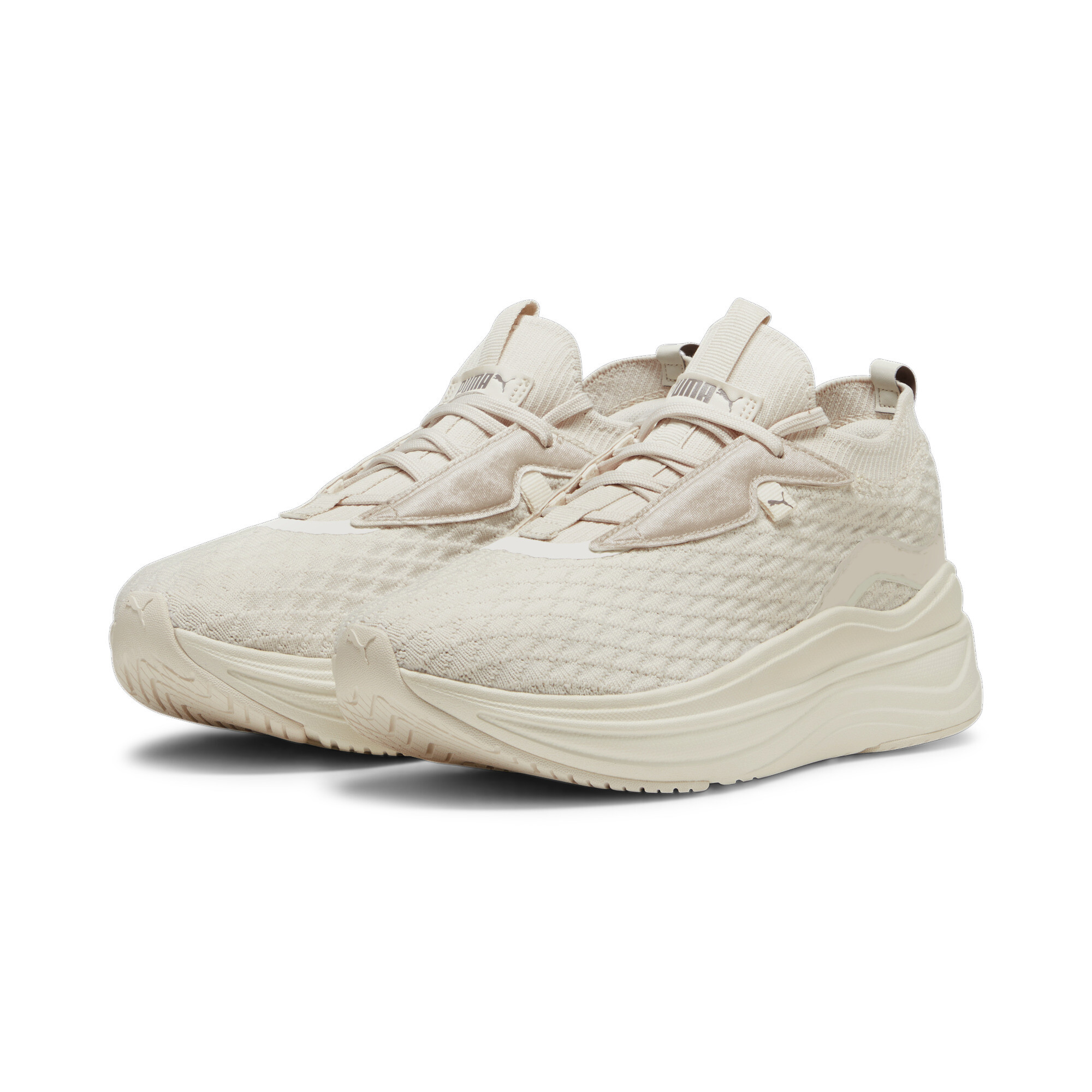 Puma SOFTRIDE Stakd Premium Laufschuhe Damen | Mit Plain | Warm White/Alpine Snow/Dark Clove | Größe: 37