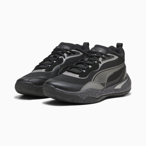 Playmaker Pro Trophies Basketball Shoes, Puma Aged Silver-Cast Iron-PUMA Black, large-ZAF