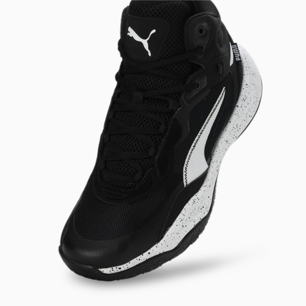 Zapatillas de basketball Playmaker Pro Mid Splatter, PUMA Black-PUMA White, large-ARG