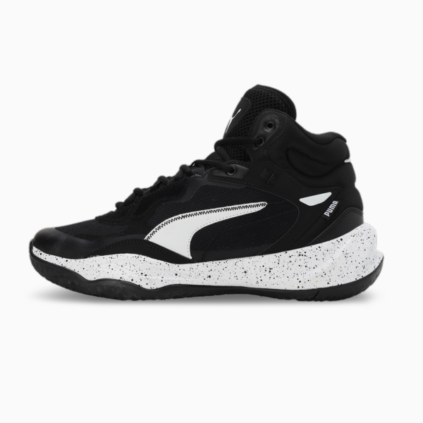 Zapatillas de basketball Playmaker Pro Mid Splatter, PUMA Black-PUMA White, large-ARG