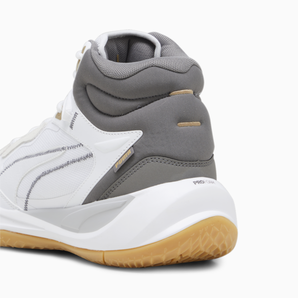 Playmaker Pro Mid Trophies Basketball Shoes, Ash Gray-Cast Iron-PUMA Gold, large-ZAF