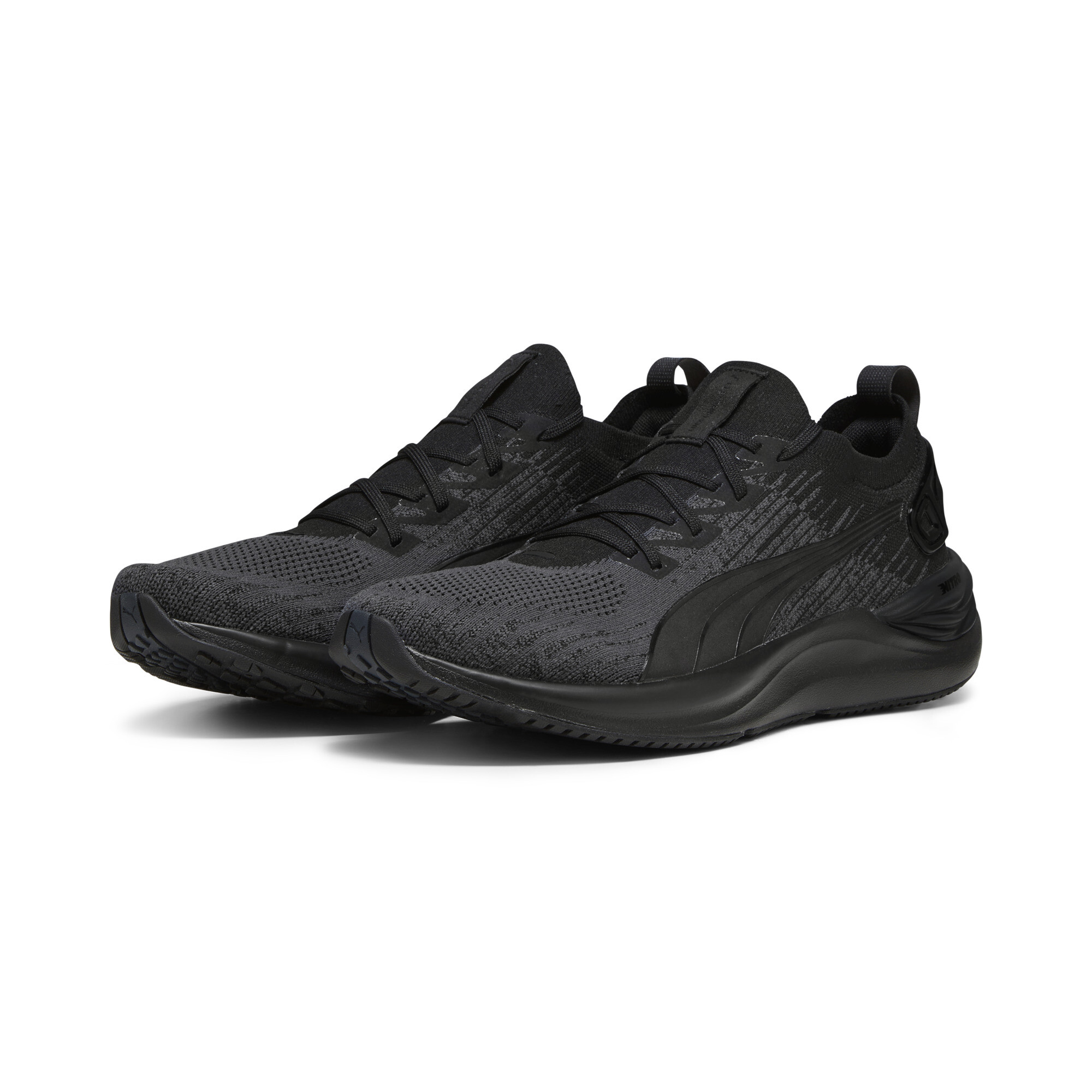 Men's PUMA Electrify NITRO 3 Knit Running Shoes In Black, Size EU 41