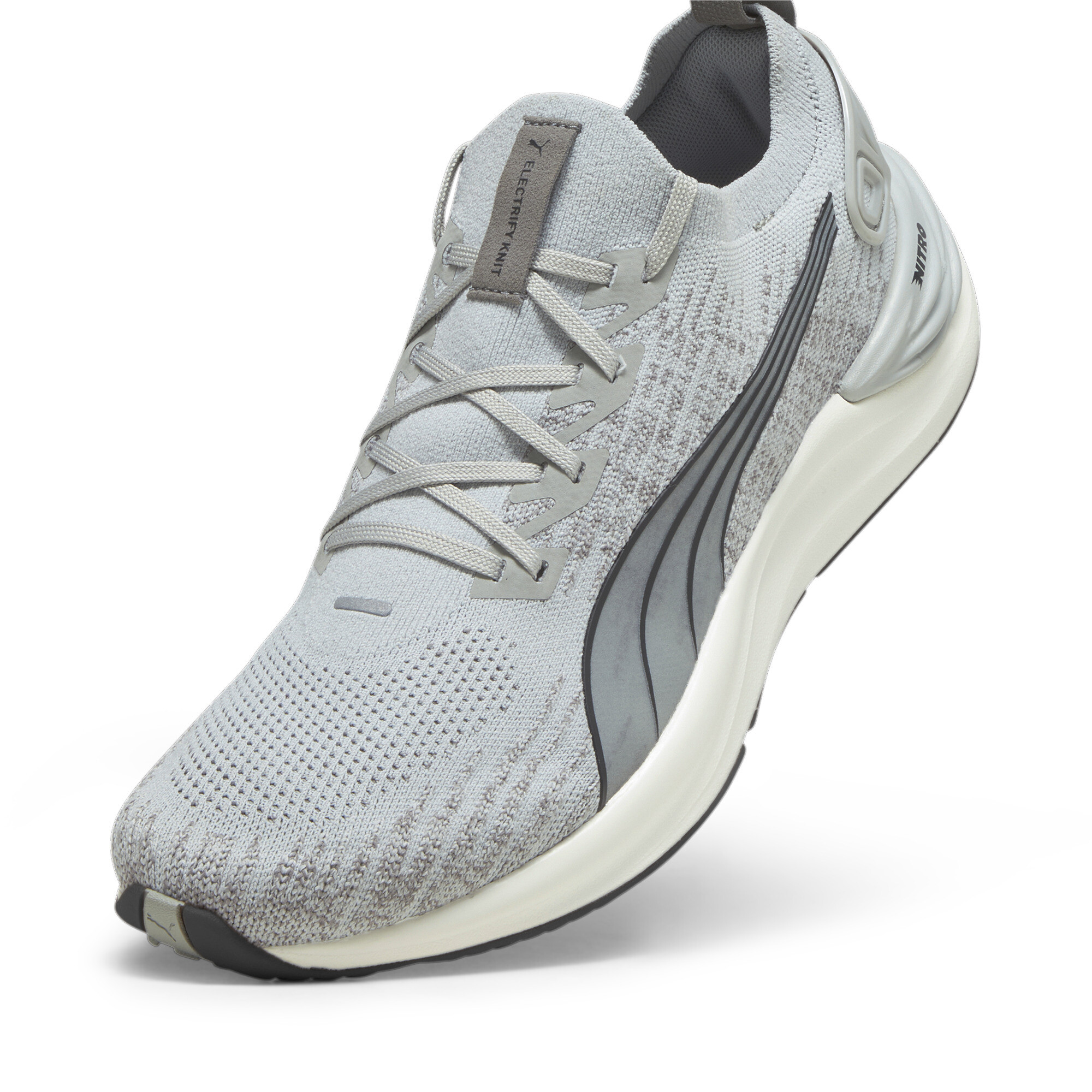 Men's PUMA Electrify NITRO 3 Knit Running Shoes In Gray, Size EU 39