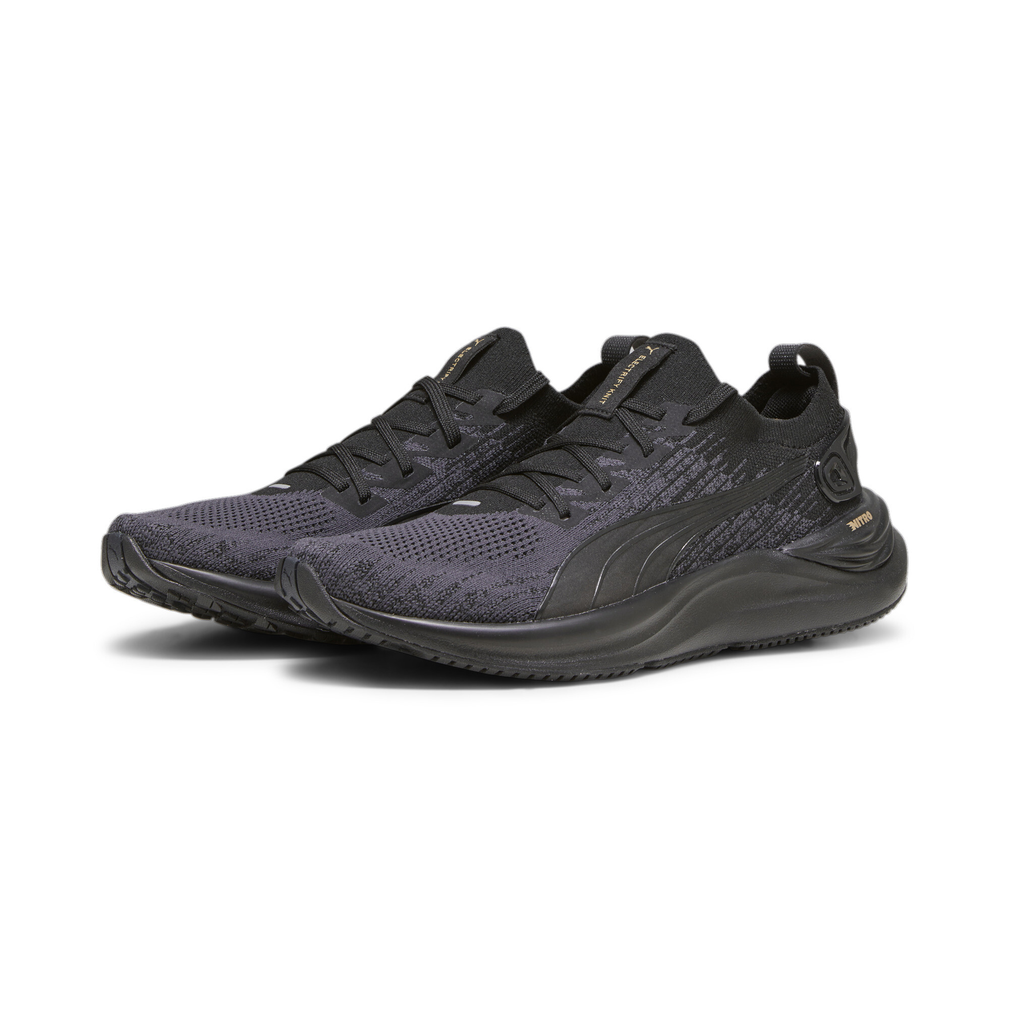 Women's PUMA Electrify NITRO 3 Knit Running Shoes In Black, Size EU 37