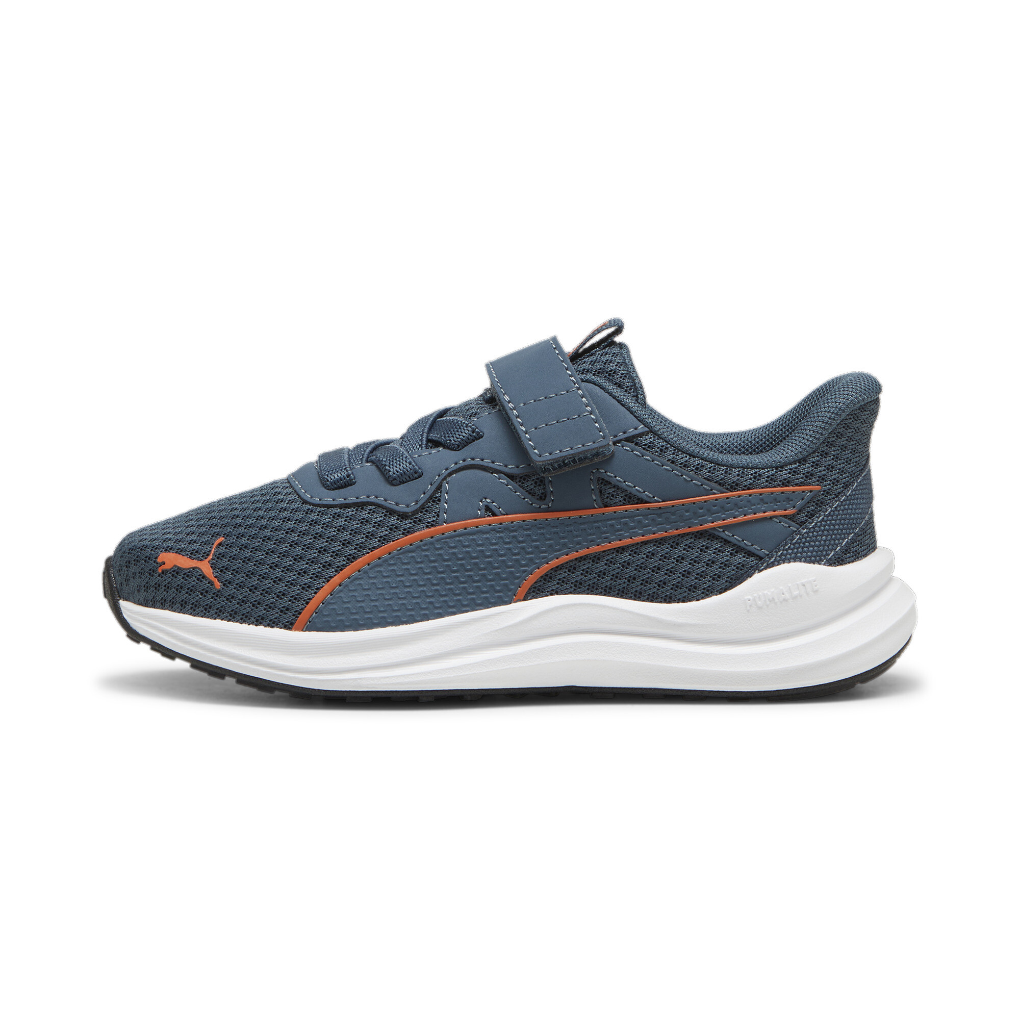 Puma Reflect Lite Laufschuhe Kinder | Mit Plain | Gray Skies/Flame Flicker/White | Größe: 32