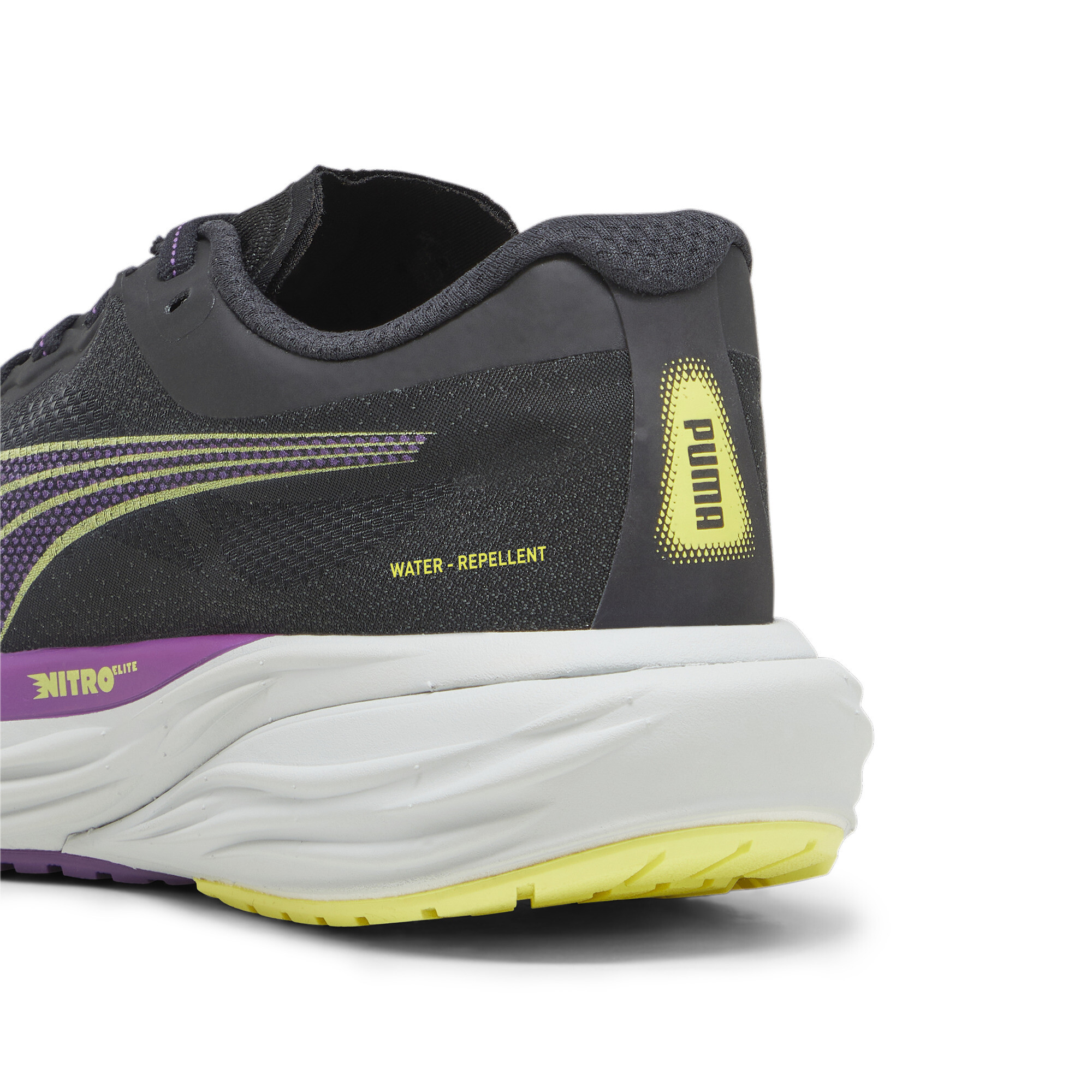 Women's PUMA Deviate NITRO 2 WTRepel Running Shoes In Black, Size EU 40.5