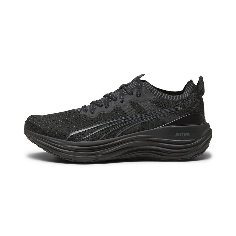 Men's PUMA ForeverRun NITRO Knit Running Lightweight Shoes in Black/Gray size 8