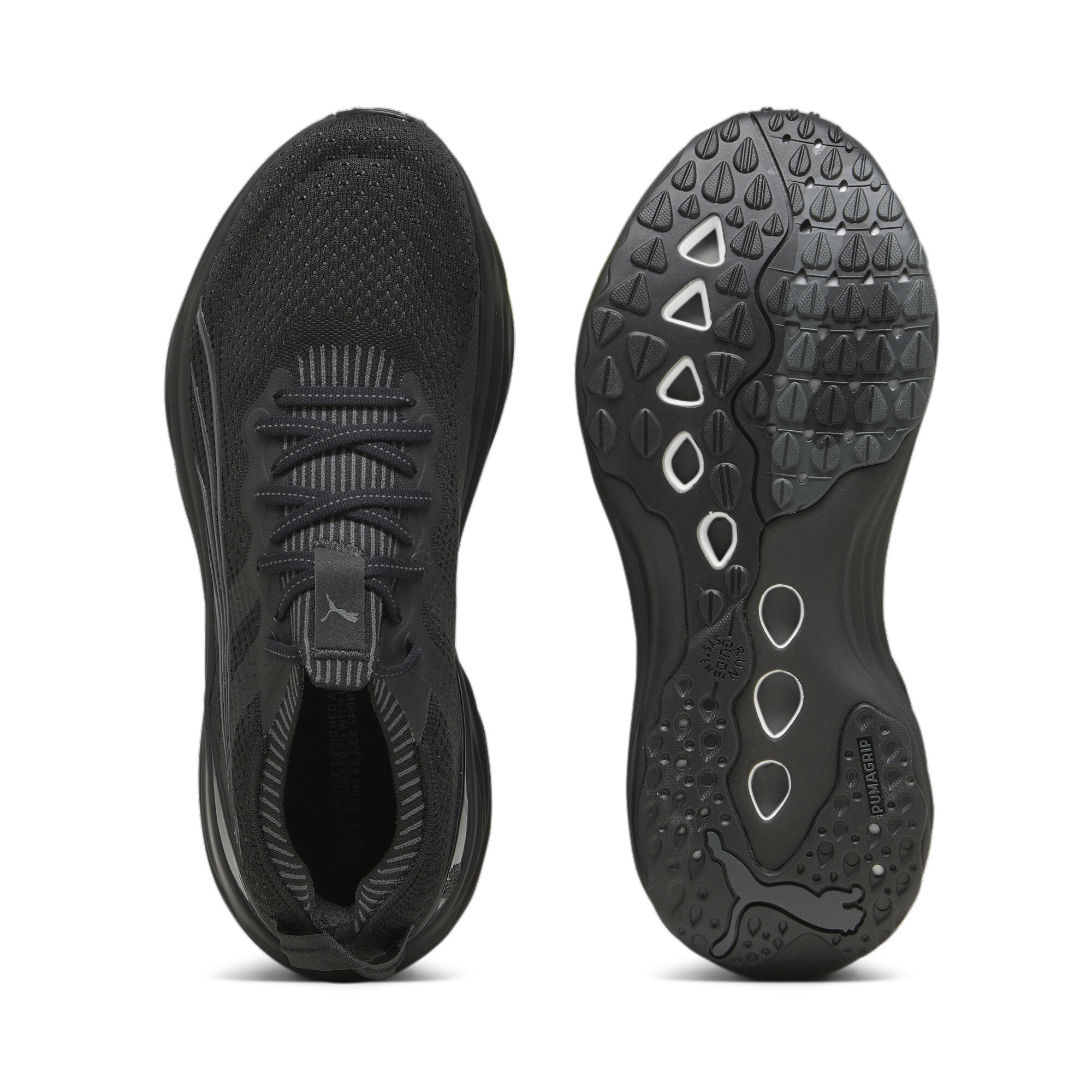 Men's PUMA ForeverRun NITRO Knit Running Shoes In Black, Size EU 40.5