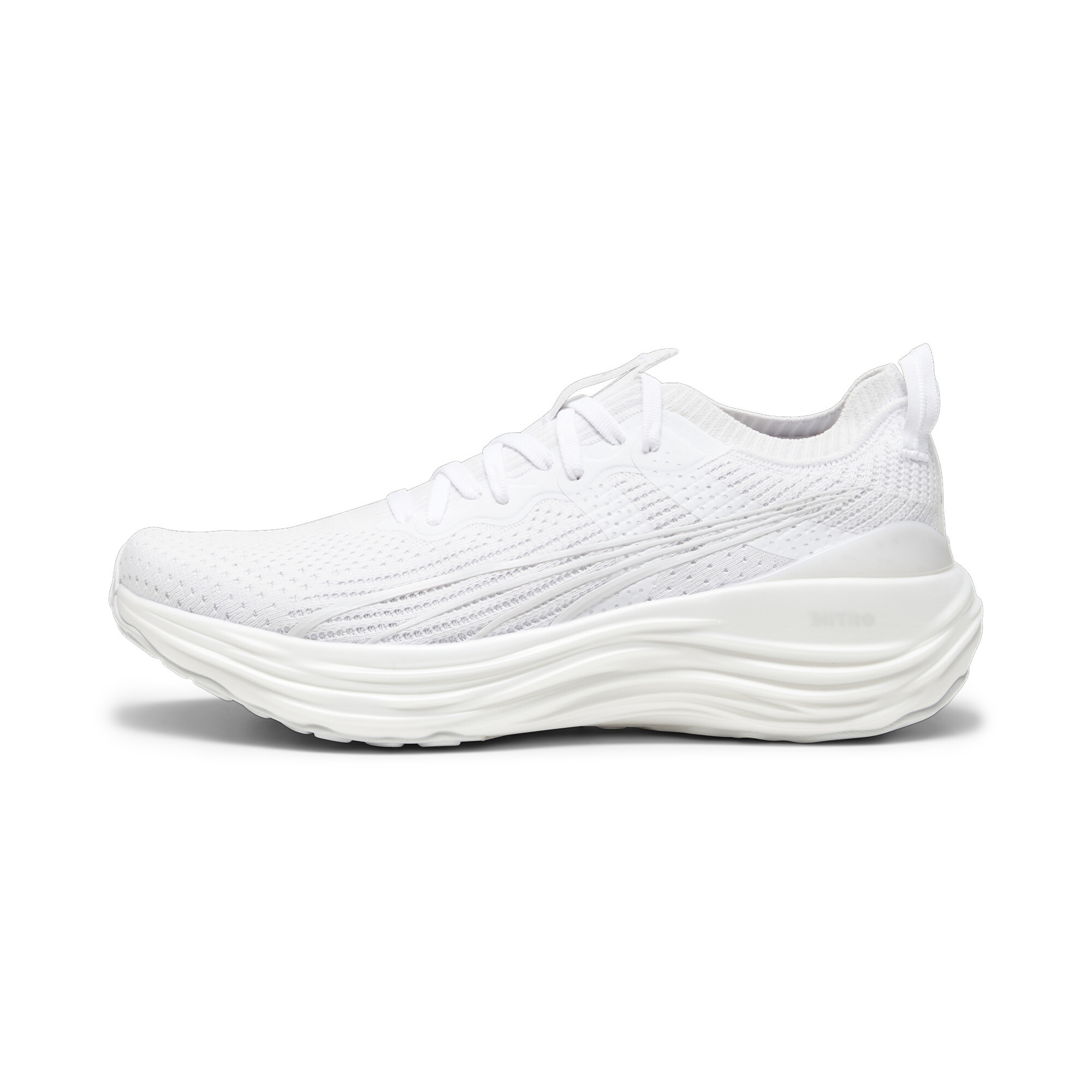 Men's PUMA ForeverRun NITRO Knit Running Shoes In White, Size EU 47