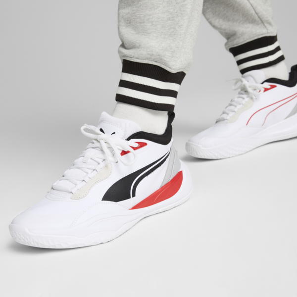 Playmaker Pro Plus Basketball Shoes, PUMA White-For All Time Red, large-ZAF