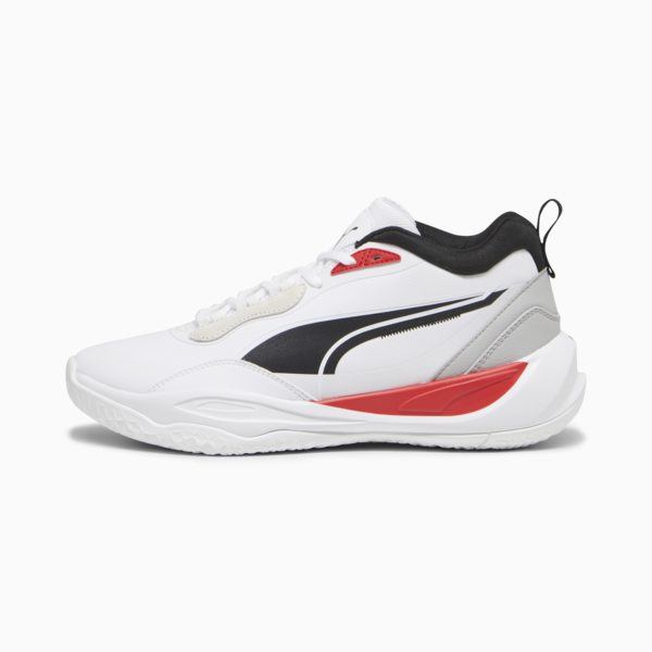 Playmaker Pro Plus Basketball Shoes, PUMA White-For All Time Red, large-ZAF