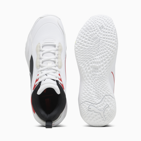 Playmaker Pro Plus Basketball Shoes, PUMA White-For All Time Red, large-ZAF