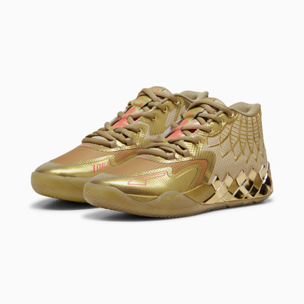 MB.01 Golden Child Basketball Shoes, Metallic Gold-Fiery Coral, large-ZAF