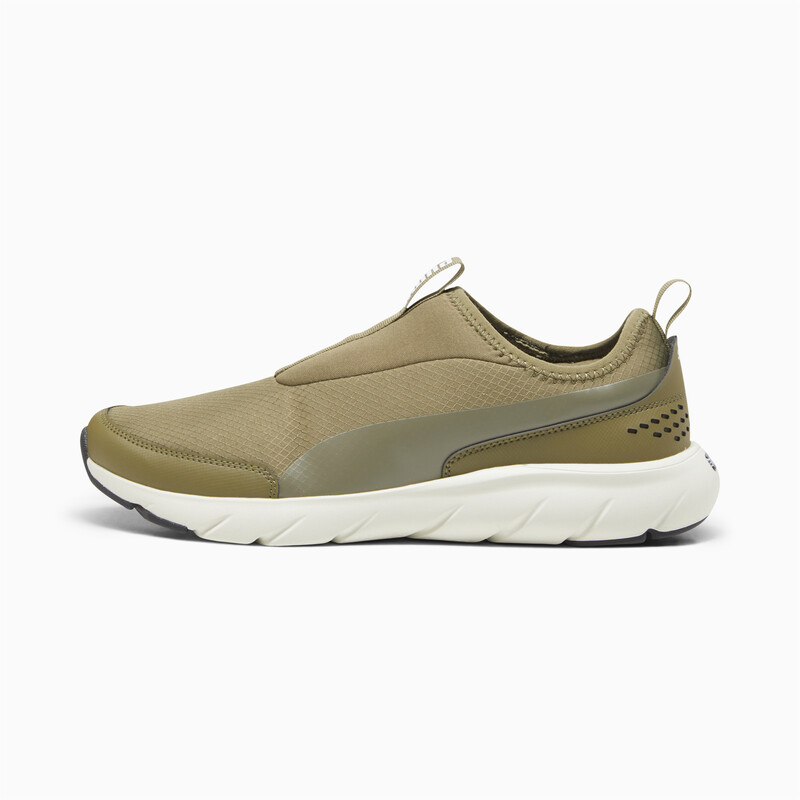 

PUMA SOFTRIDE Flex Wide Slip-On Unisex Shoes, Gray/green