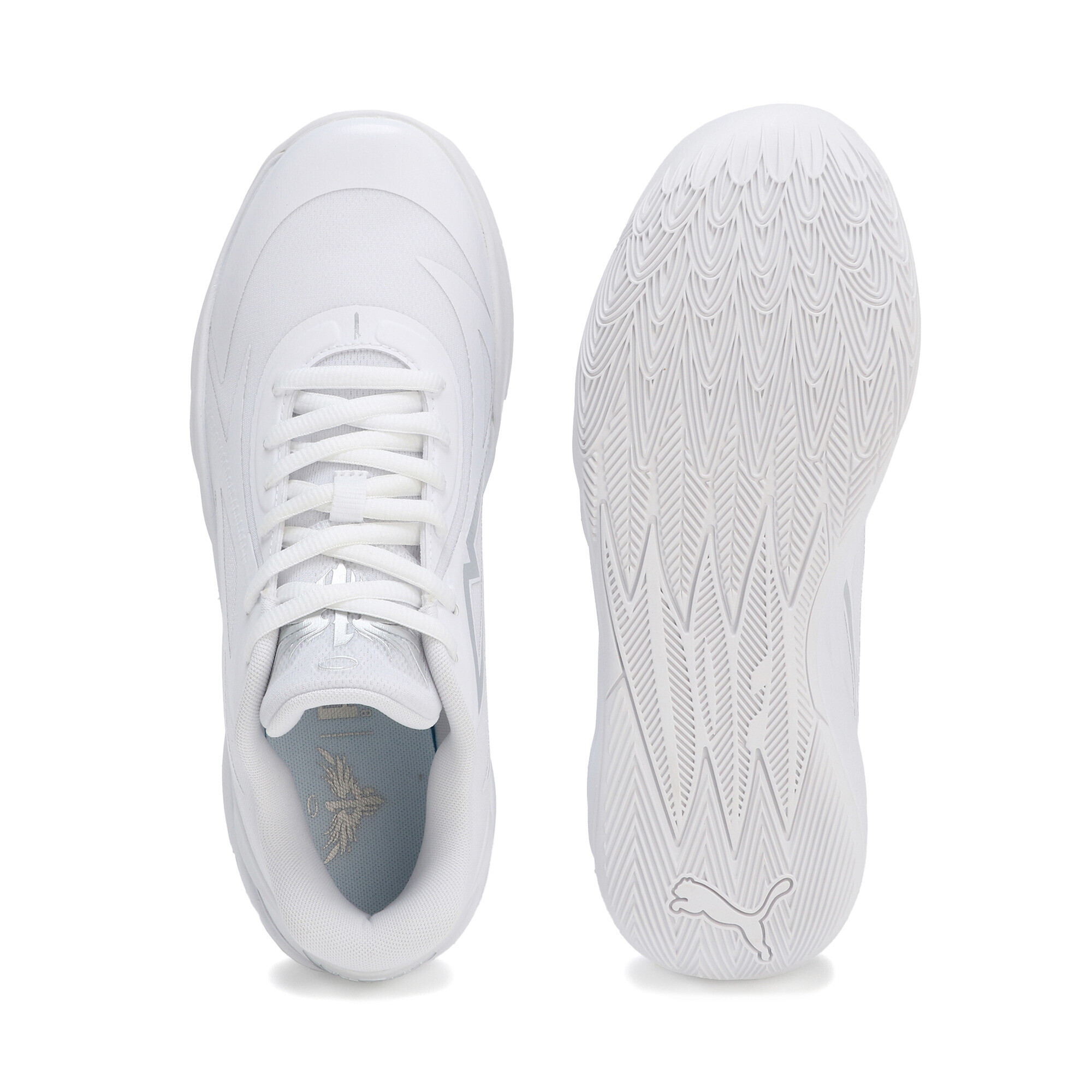 Men's PUMA MB.02 Lo Basketball Shoes In White/Silver, Size EU 43
