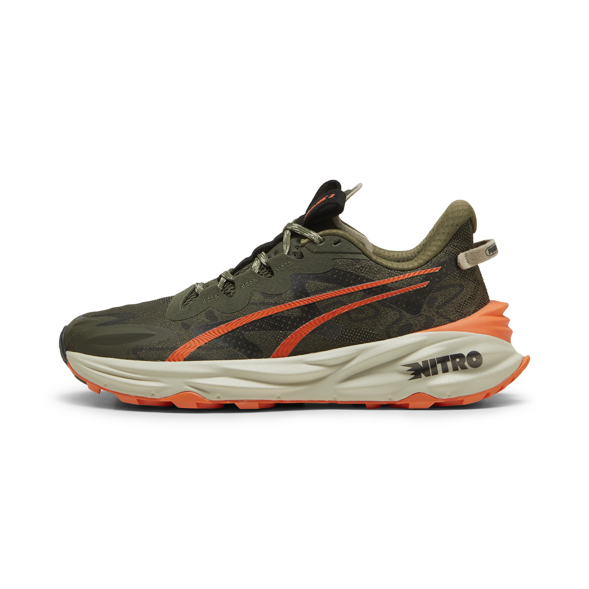 Puma Fast-Trac NITRO™ 3 Trail Running Schuhe Herren | Dark Olive/Flame Flicker/Desert Dust | Größe: 43