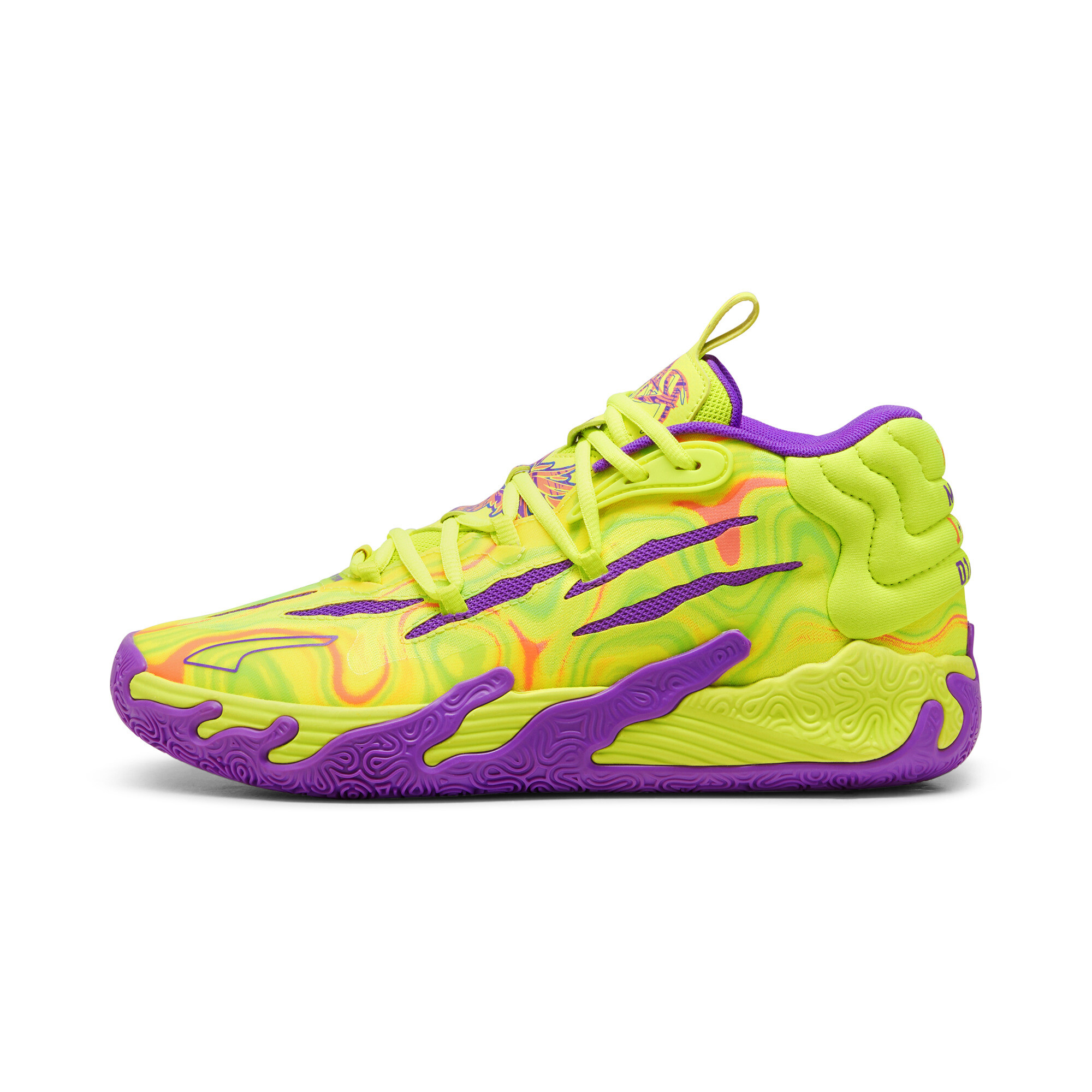 Puma MB.03 Spark Basketballschuhe | Mit Plain | Safety Yellow/Purple Glimmer | Größe: 49.5