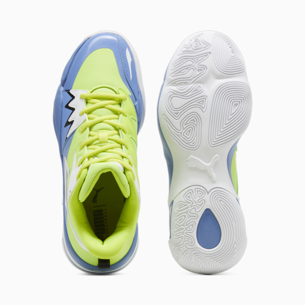 Genetics Basketball Shoes, Electric Lime-Blue Skies, large-ZAF