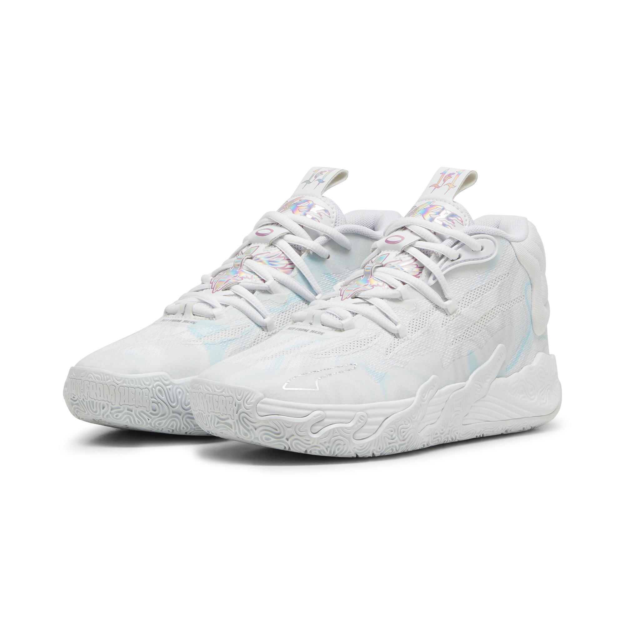 Puma MB.03 Iridescent Youth Basketball Shoes, White, Size 38.5, Shoes