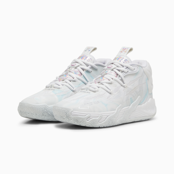 MB.03 Iridescent Youth Basketball Shoes, PUMA White-Dewdrop, large-ZAF