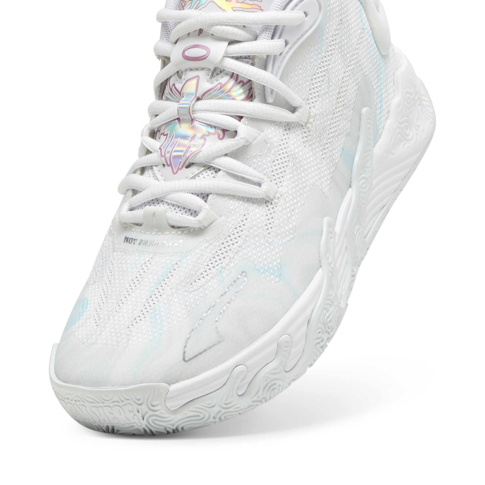 PUMA MB.03 Iridescent Youth Basketball Shoes In White, Size EU 37