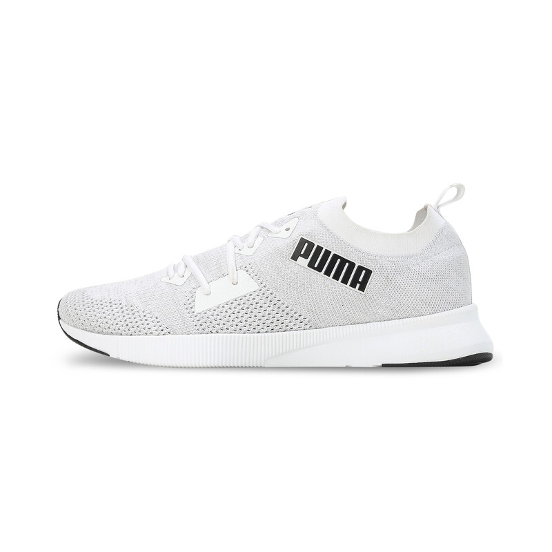 Men's PUMA Flyer Runner Engineered Knit Shoes in White/Black/Gray size UK 7