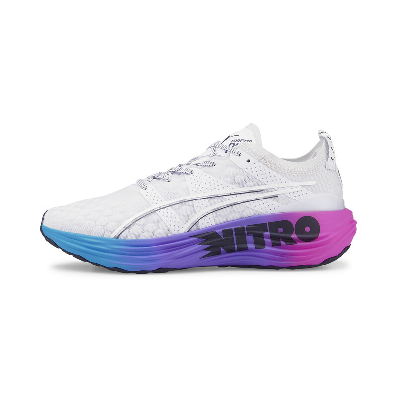 Men's PUMA ForeverRun NITRO Sunset Running Shoes in White/Black/Pink size UK 9