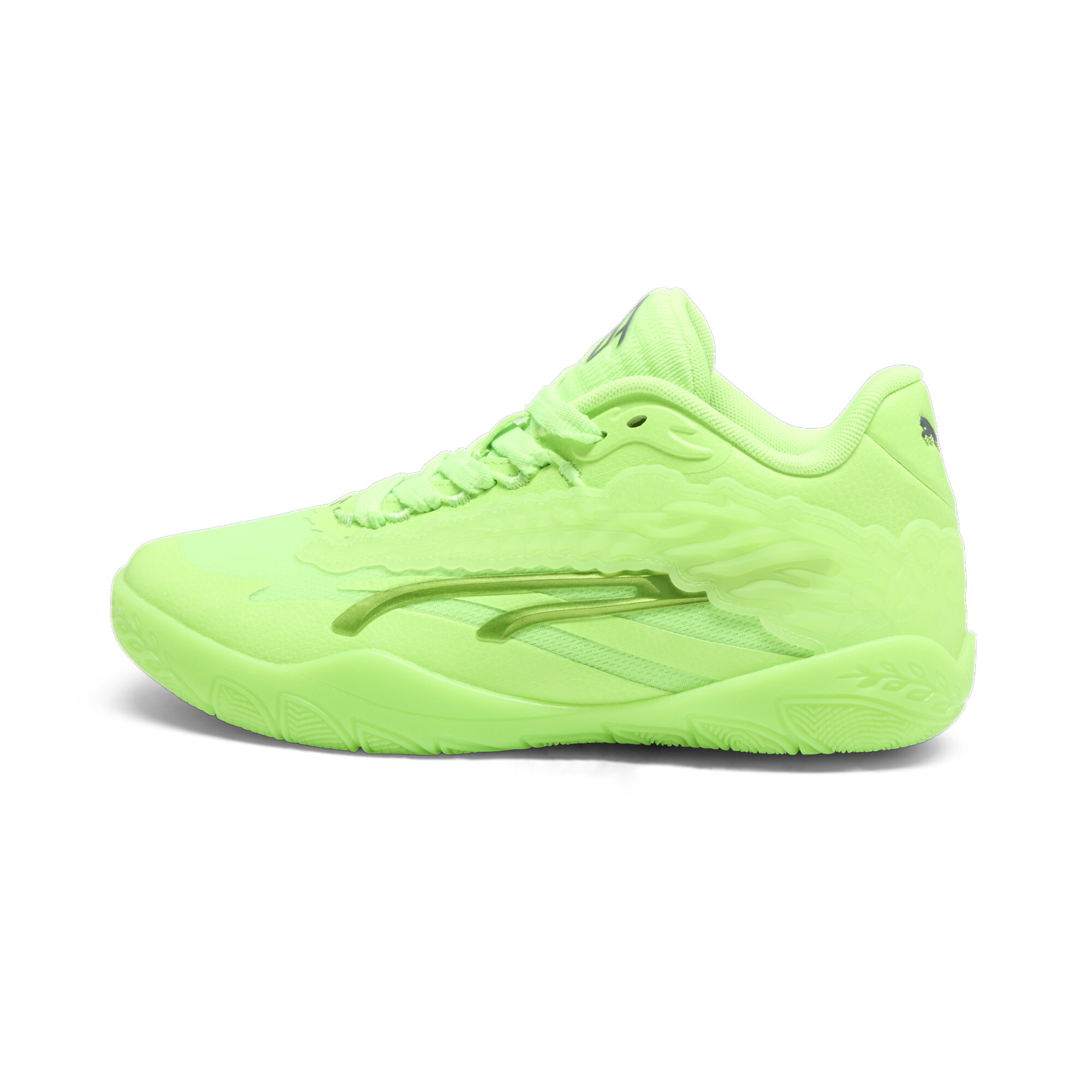 Puma Stewie 3 Team Basketballschuhe Damen | Mit Plain | Green Glare/Galactic Gray | Größe: 35.5