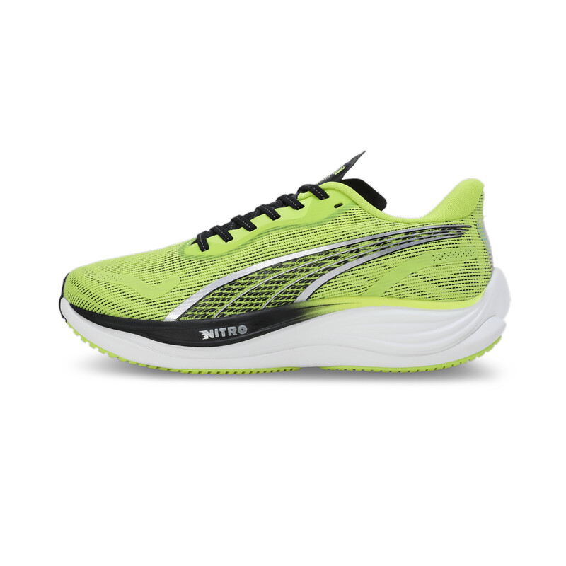 Men's PUMA Velocity NITRO 3 Psychedelic Rush Running Shoes in Black/Silver/Yellow size UK 8