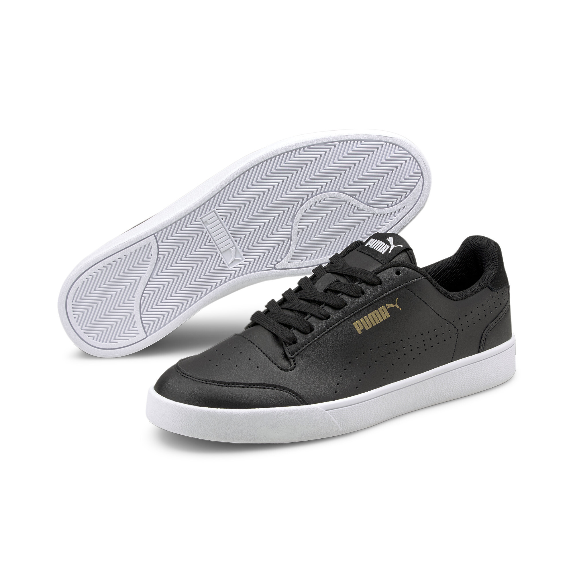 PUMA Trainers Lace-Up Flat Round Toe Shuffle Perforated Trainers Mens