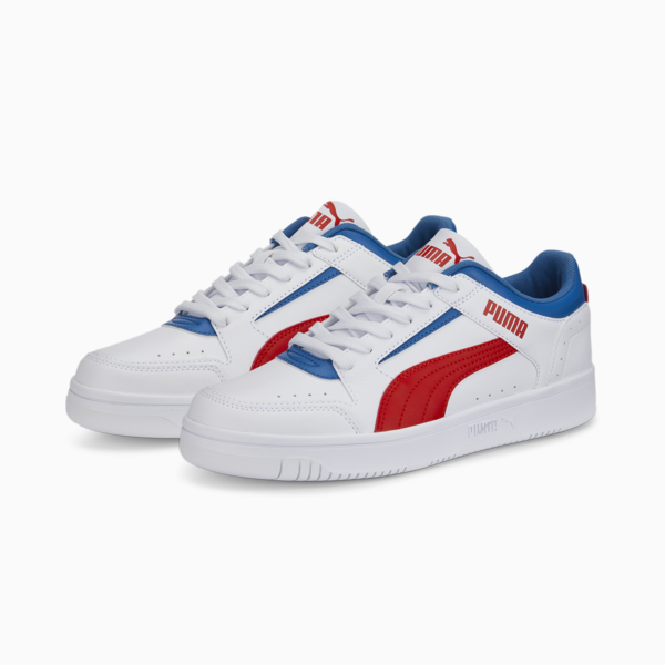 Rebound Joy Low Trainers, Puma White-Burnt Red-Lake Blue, large-MEX