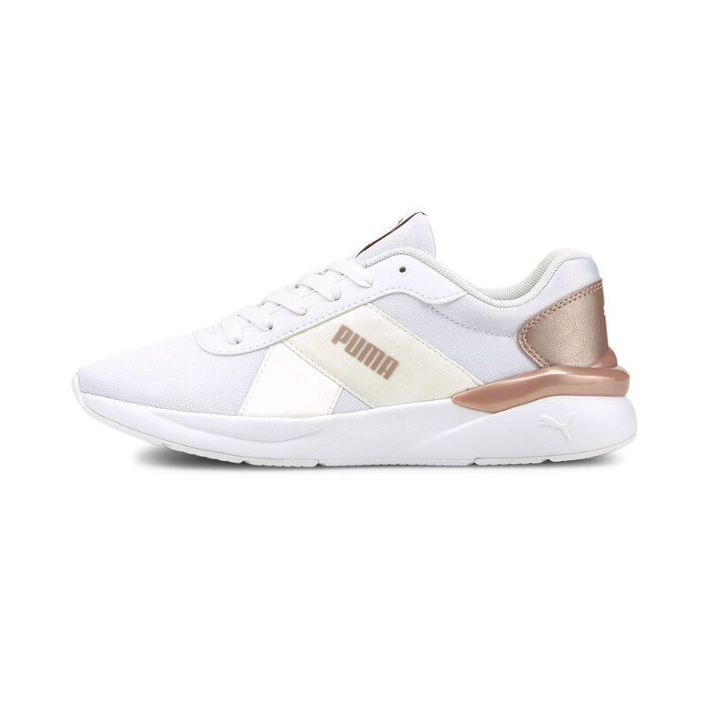 

Women's PUMA Rose Metallic Pop Sneakers, White/pink/gold